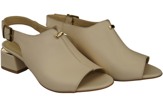 Dámská obuv Sandály Béžová zlatá přezka Přírodní kůže 198 ElitaBut