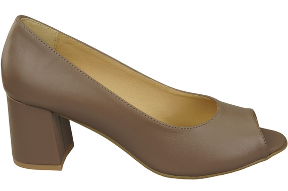 Dámská obuv PEEP TOE Cappuccino Dark Natural Leather with Coated Heel 192 ElitaBut