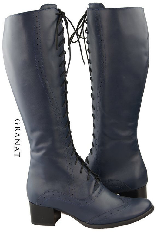 Dámská obuv Námořnická modrá šněrovací boty z přírodní kůže 595 ElitaBut