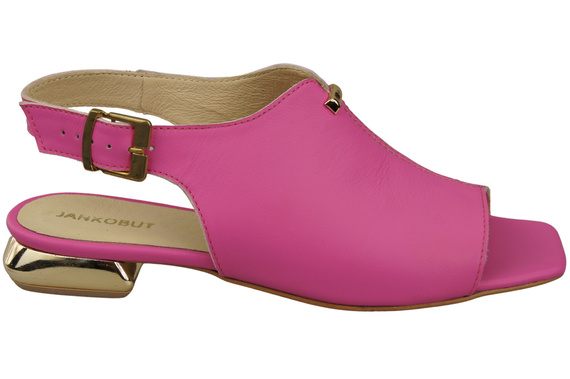 Pohodlná dámská obuv Sandály Fuchsiová Plochý zlatý podpatek Přírodní kůže 207 ElitaBut