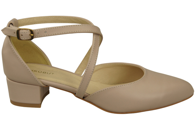 Dámské Sandály Kožené Cappuccino Pale s Pásky na Nízkém Podpatku 223 ElitaBut