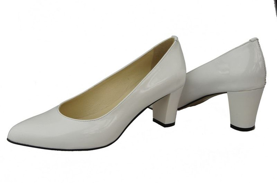 Dámská obuv Dámské kožené lodičky White Lacquer 974 ElitaBut