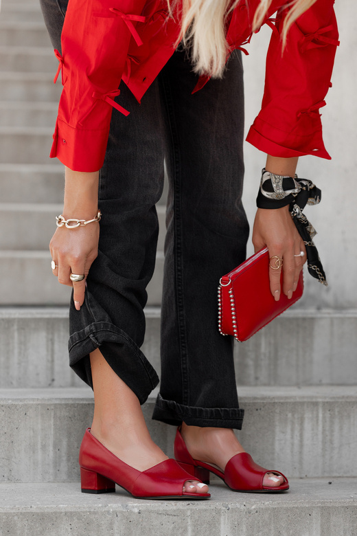 Dámská obuv Sandály Červená přírodní kůže 147 ElitaBut