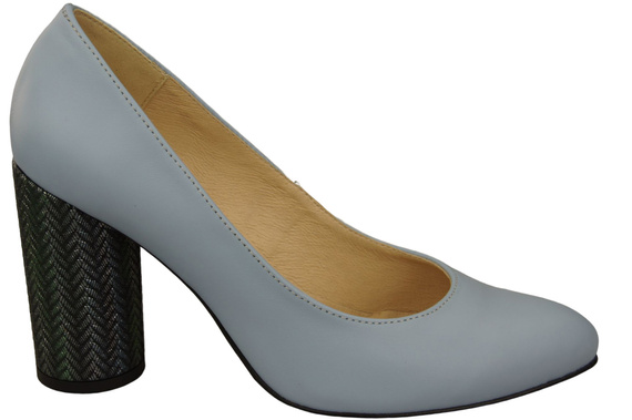 Dámská obuv Dýně Světle modrá Přírodní kůže Barevný ornamentální podpatek 194 ElitaBut