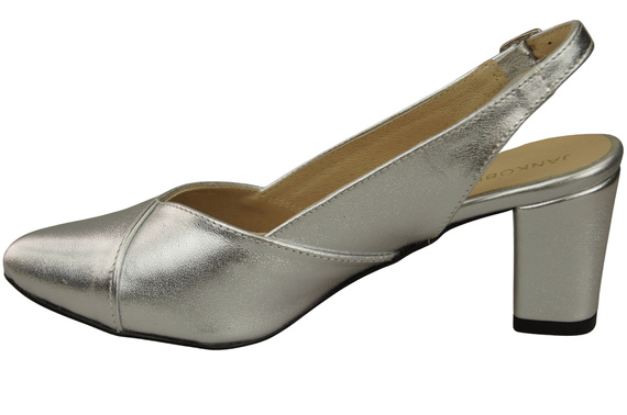 Dámská obuv Stříbrné sandály na podpatku Přírodní kůže 217 ElitaBut