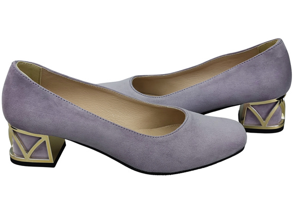 Pohodlné dámské boty Lila lodičky s ozdobným podpatkem Přírodní semišová kůže 219 Od ElitaBut