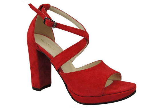 Dámská obuv Červené semišové kožené sandály 114 ElitaBut