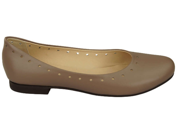 Dámské pohodlné baleríny z přírodní kůže Cappuccino 162 ElitaBut
