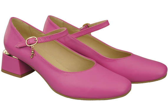 Dámské lodičky s páskem Fuchsiová přírodní kůže 202 ElitaBut