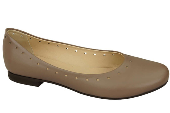 Dámské pohodlné baleríny z přírodní kůže Cappuccino 162 ElitaBut