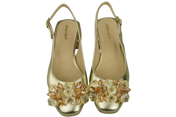 Dámská obuv Zlaté sandály s krystaly Přírodní kůže 215 ElitaBut