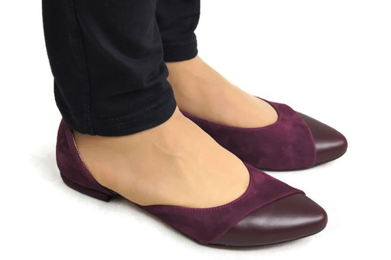 Dámské baleríny Maroon Natural Leather 146 ElitaBut