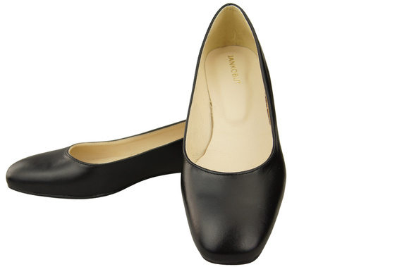 Plochá dámská obuv Černý ozdobný podpatek Přírodní kůže 209 ElitaBut