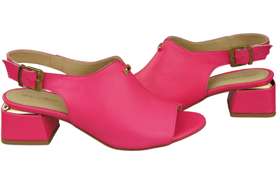 Dámská obuv Sandály Neon Pink Gold Buckle Natural Leather 198 ElitaBut