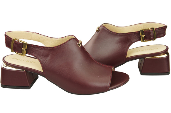 Dámská obuv Sandály Maroon gold buckle Natural leather 198 ElitaBut