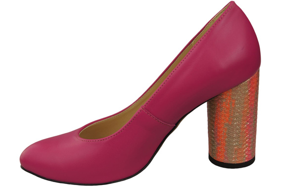 Dámská obuv Fialové lodičky Přírodní kůže Barevný ornamentální podpatek 194 ElitaBut