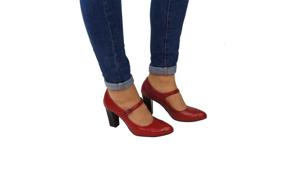 Dámská obuv Dámské lodičky z přírodní kůže Červená 958 ElitaBut