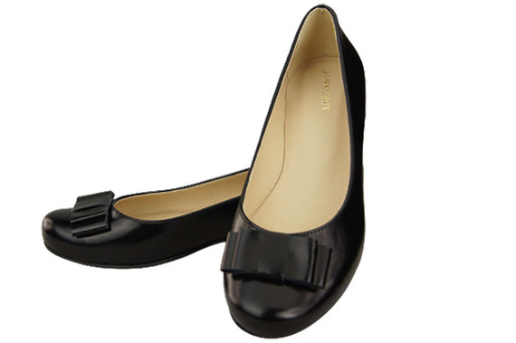 Dámská baletní obuv z přírodní kůže černá lesklá 702 ElitaBut