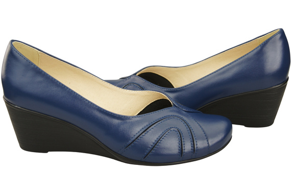 Boty na kotvách Námořnická modrá Dámské lodičky z přírodní kůže 828 ElitaBut