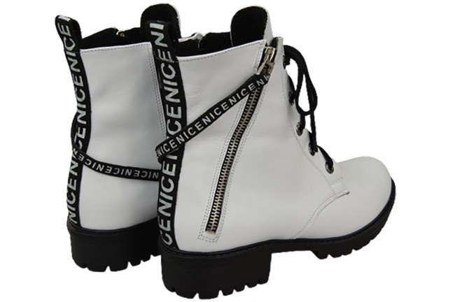 Obuv Booties Dámské bílé kozačky s nápisem NICE Přírodní kůže 173 Od ElitaBut