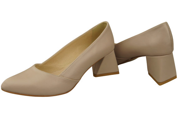 Dámské Lodičky Cappuccino Pale Pravá Kůže Špičatá Špička Podpatek ElitaBut 221