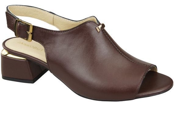 Dámská obuv Čokoládové sandály se zlatou přezkou Přírodní kůže 198 ElitaBut