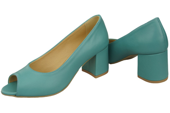 Dámská obuv PEEP TOE Tyrkysové lodičky Přírodní kůže s potaženým podpatkem 192 ElitaBut
