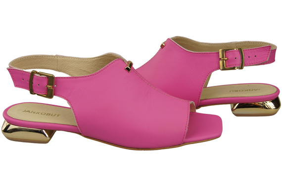 Pohodlná dámská obuv Sandály Fuchsiová Plochý zlatý podpatek Přírodní kůže 207 ElitaBut