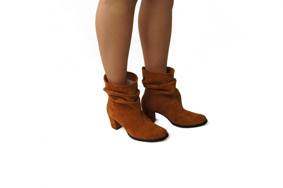 Dámská obuv Přírodní kožené kozačky Červená 986 ElitaBut