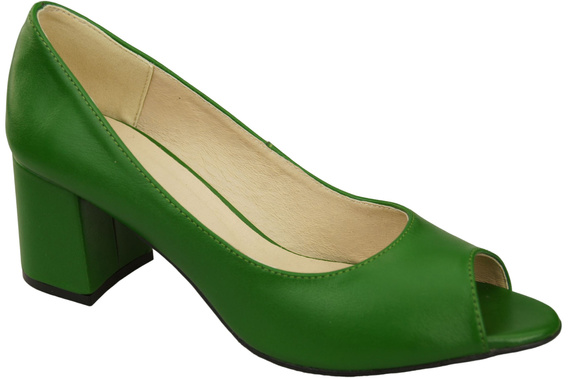 Dámská obuv PEEP TOE Green Lodičky z přírodní kůže s potaženým podpatkem 192 ElitaBut