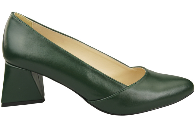 Dámské Lodičky Smaragdově zelená Pravá Kůže Špičatá Špička Podpatek ElitaBut 221