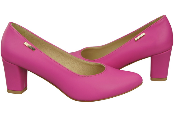 Klasické hladké boty Dámské lodičky z přírodní kůže Fuchsia 213 ElitaBut