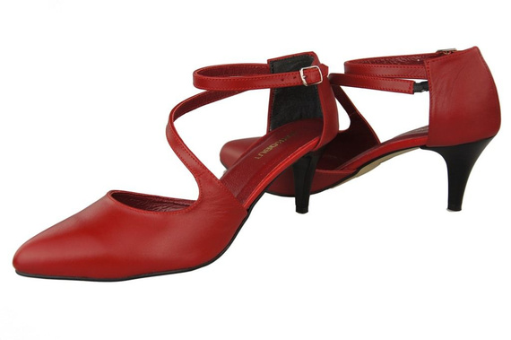 Dámská obuv Nízké sandály na podpatku Přírodní kůže Červená 990 ElitaBut