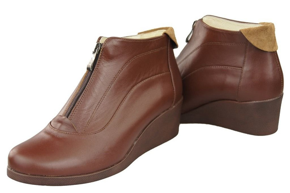 Obuv Dámské kozačky hnědé Jaro / podzim přírodní kůže 133 L ElitaBut