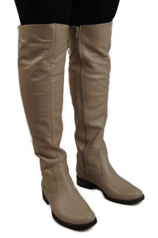 Dámské kozačky Cappuccino Bright Musketeers nad kolena Přírodní kůže 121 ElitaBut