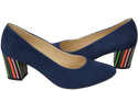 Dámská obuv Navy Blue Suede Leather Decorative Heel 158 With ElitaBut