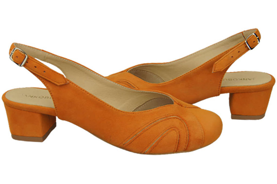 Dámská obuv Přírodní semišové sandály Oranžová 842 Z ElitaBut