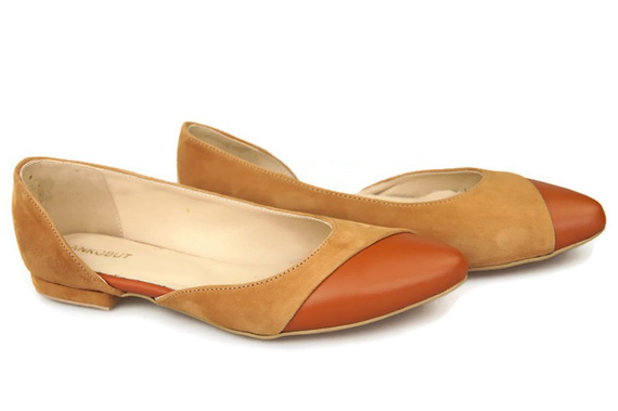 Dámské baleríny Červená semišová přírodní kůže 146 ElitaBut