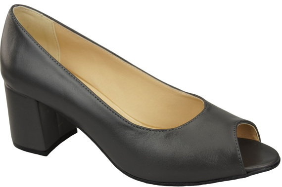 Dámská obuv PEEP TOE Graphite Lodičky z přírodní kůže s potaženým podpatkem 192 ElitaBut