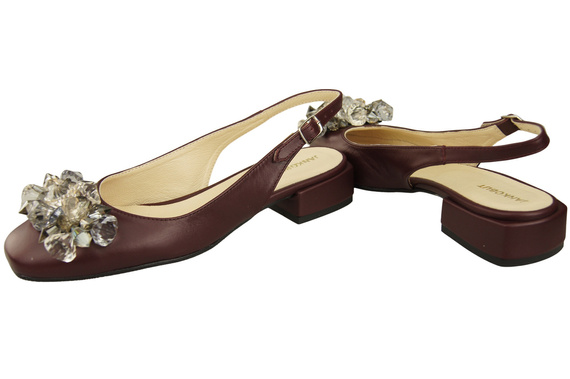 Dámská obuv Maroon Sandály s krystaly Přírodní kůže 215 ElitaBut