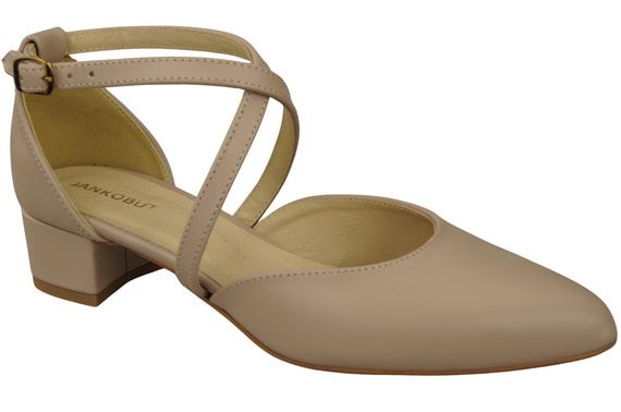 Dámské Sandály Kožené Cappuccino Pale s Pásky na Nízkém Podpatku 223 ElitaBut