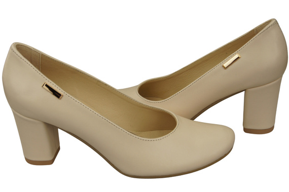 Dámská obuv Classic Beige Natural Leather Almond Nose pumps 201 ElitaBut