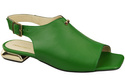Pohodlná dámská obuv Sandály zelené Plochý zlatý podpatek Přírodní kůže 207 ElitaBut