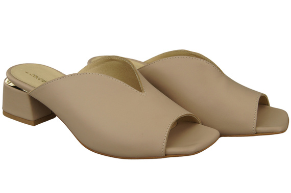 Dámské žabky na podpatku Cappuccino Bright Natural Leather 210 ElitaBut