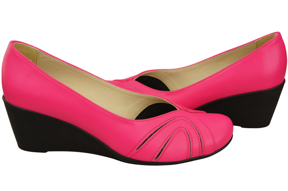 Boty na kotníku Neon Pink Dámské přírodní kožené lodičky 828 ElitaBut