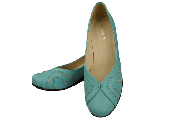 Boty na kotníku Tyrkysové dámské lodičky z přírodní kůže 828 ElitaBut