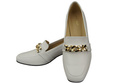 Dámské boty White with Embellished Chain Moccasin pumps Přírodní kůže 193 ElitaBut