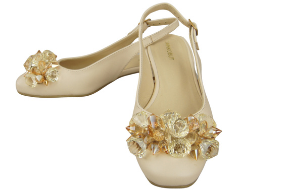 Dámská obuv Béžové sandály s krystaly Přírodní kůže 215 ElitaBut