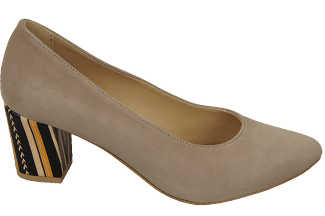 Dámská obuv Dámské lodičky Cappuccino Přírodní semišová kůže Ozdobný podpatek 158 S ElitaBut