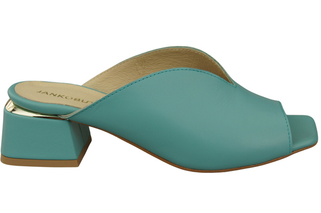 Dámské žabky na podpatku Tyrkysová přírodní kůže 210 ElitaBut